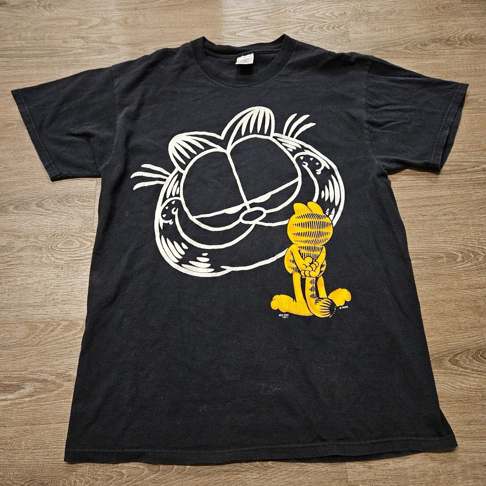 Vintage Garfield T Shirt Mens L Black Red Sun Paws Big Graphic Delta Pro Weight